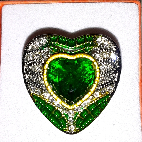 HEART RING, EMERALD, 2-TONE, 6,7,10 - Picture 10 of 10